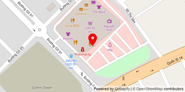 Map location for Bánh Mì Que Pháp - Siêu Thị Go! Dĩ An, Bình Dương